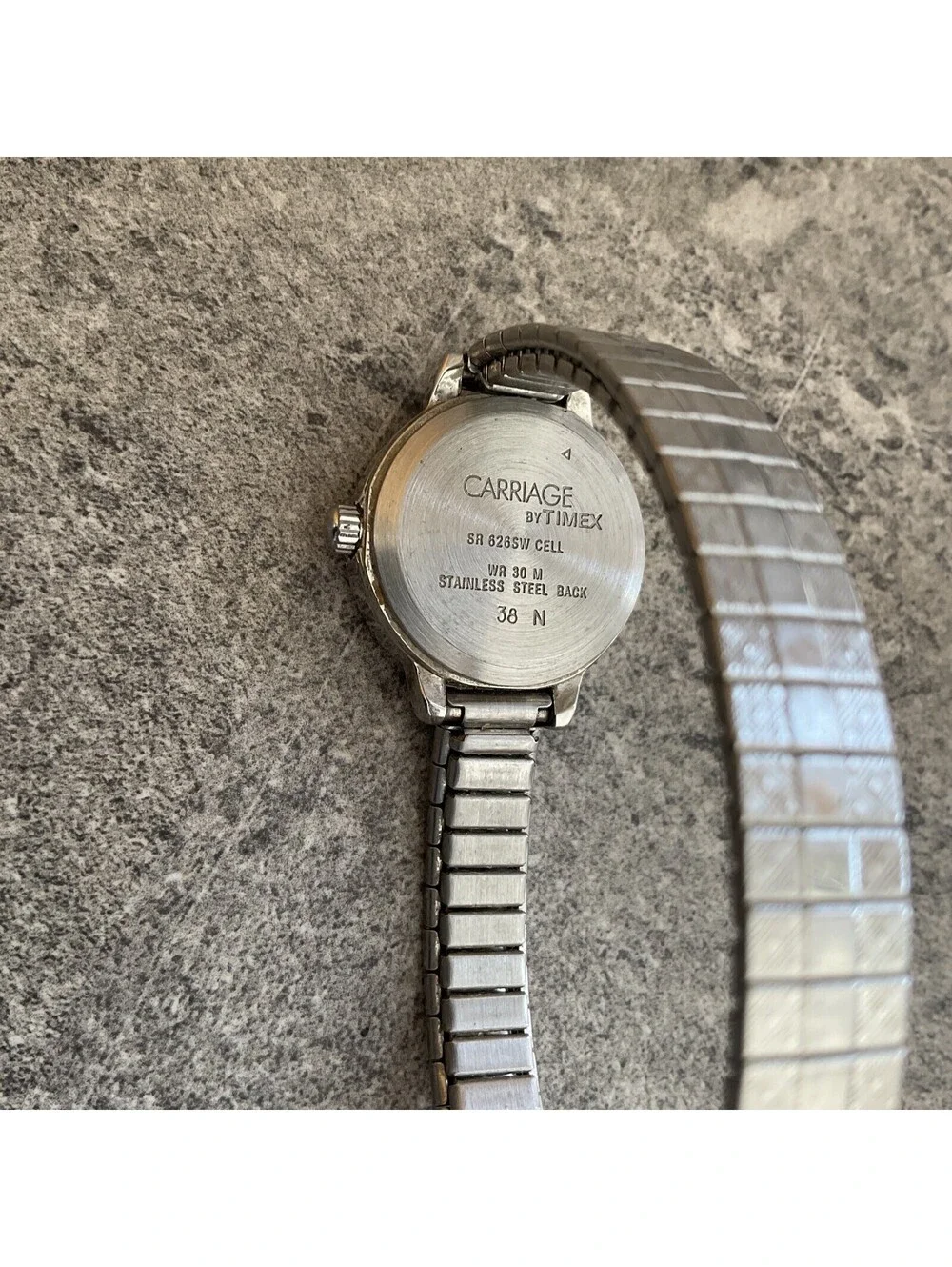 Carriage by Timex Watch Women Silver Tone Stretch Band Round 30M WR Bin K